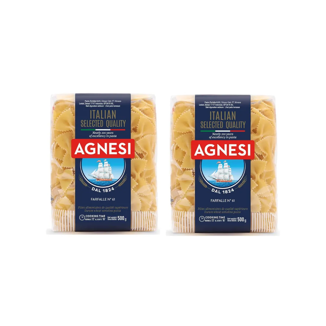 Agnesi farfelle pasta 500g (Pack of 2)