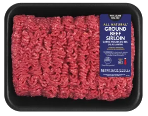 All Natural* 90% Lean/10% Fat Ground Beef Sirloin, 2.25 lb Tray