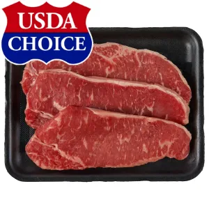 Beef Choice Angus New York Strip Steak Thin, 0.54 - 1.56 lb Tray