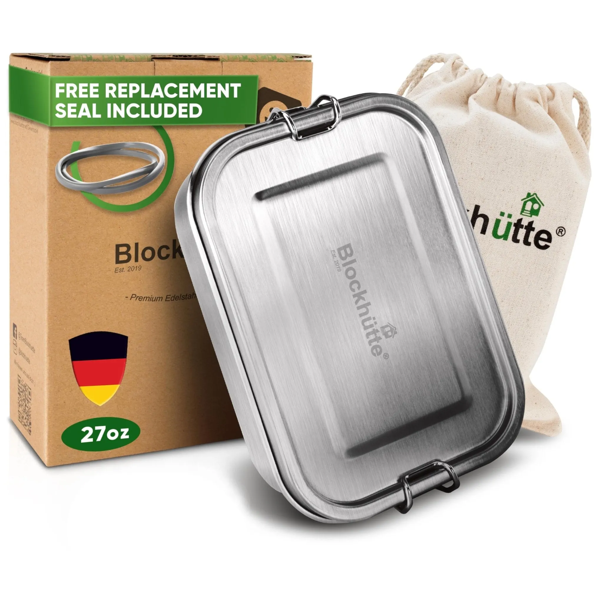 Blockhütte: Durable Stainless Steel Bento Box - 3 Compartments, Meal Storage Solution