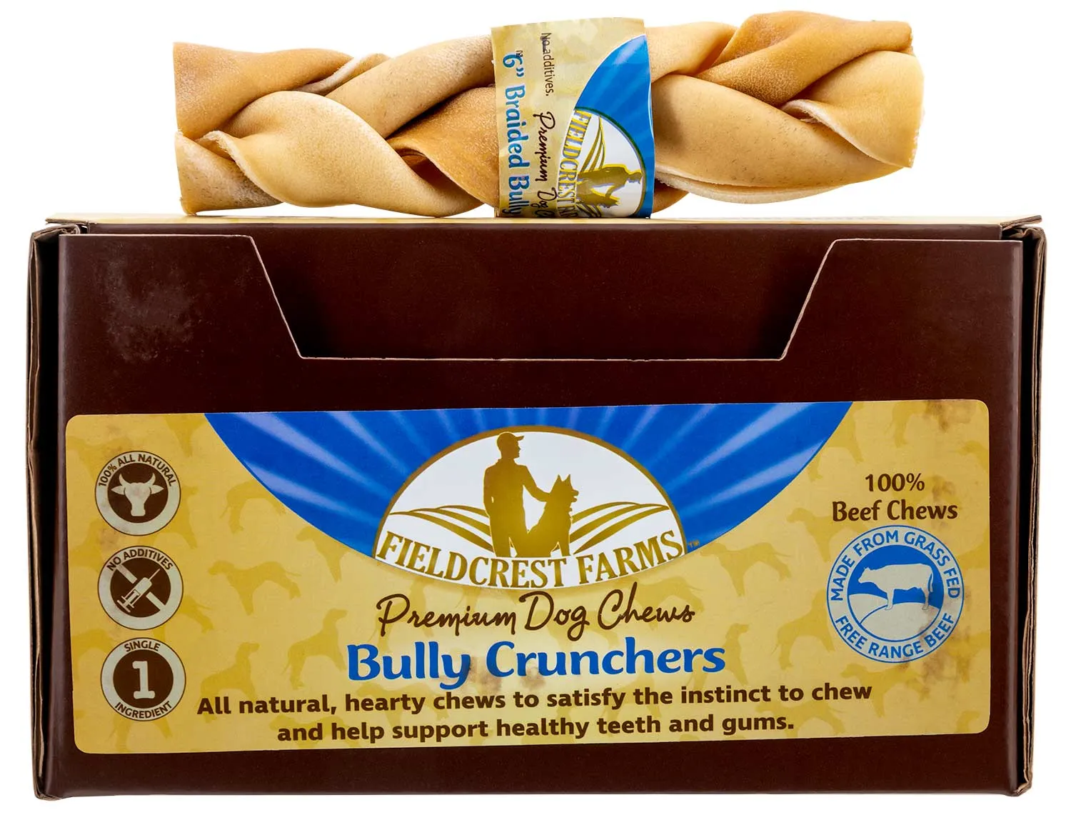 Braided Bully Crunchers Bully Stick Dog Treats, 6"