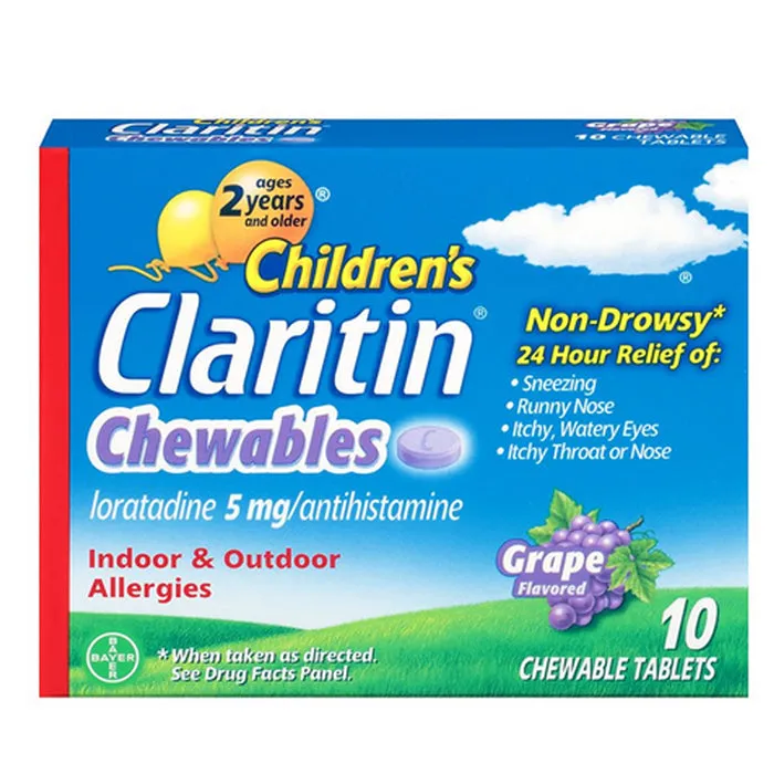 Claritin Children's 24 Hour Allergy Relief Grape Chewable Tablets 10 Count