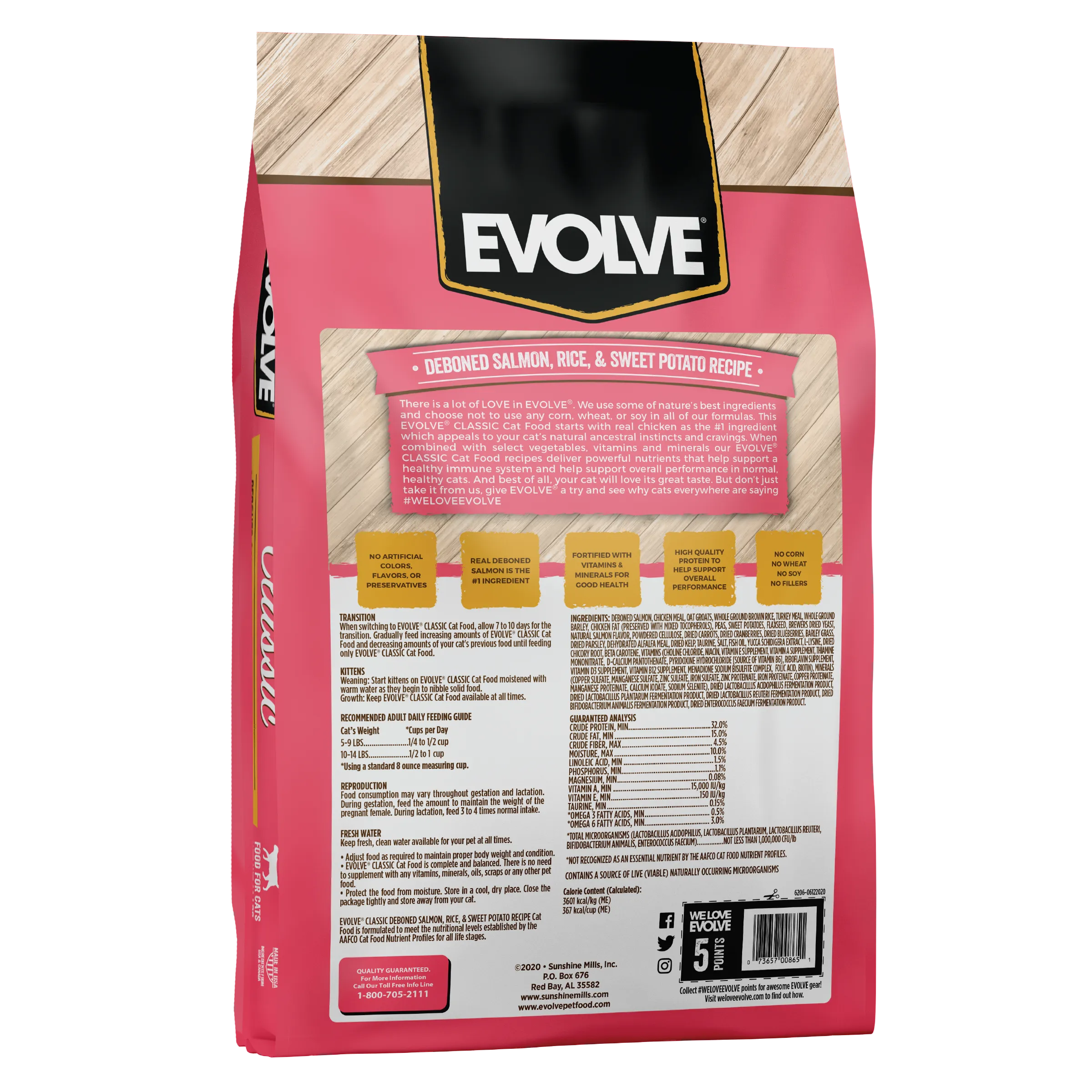 Classic Salmon, Rice & Sweet Potato Cat Food | 2.75 LB, 14 LB | Evolve