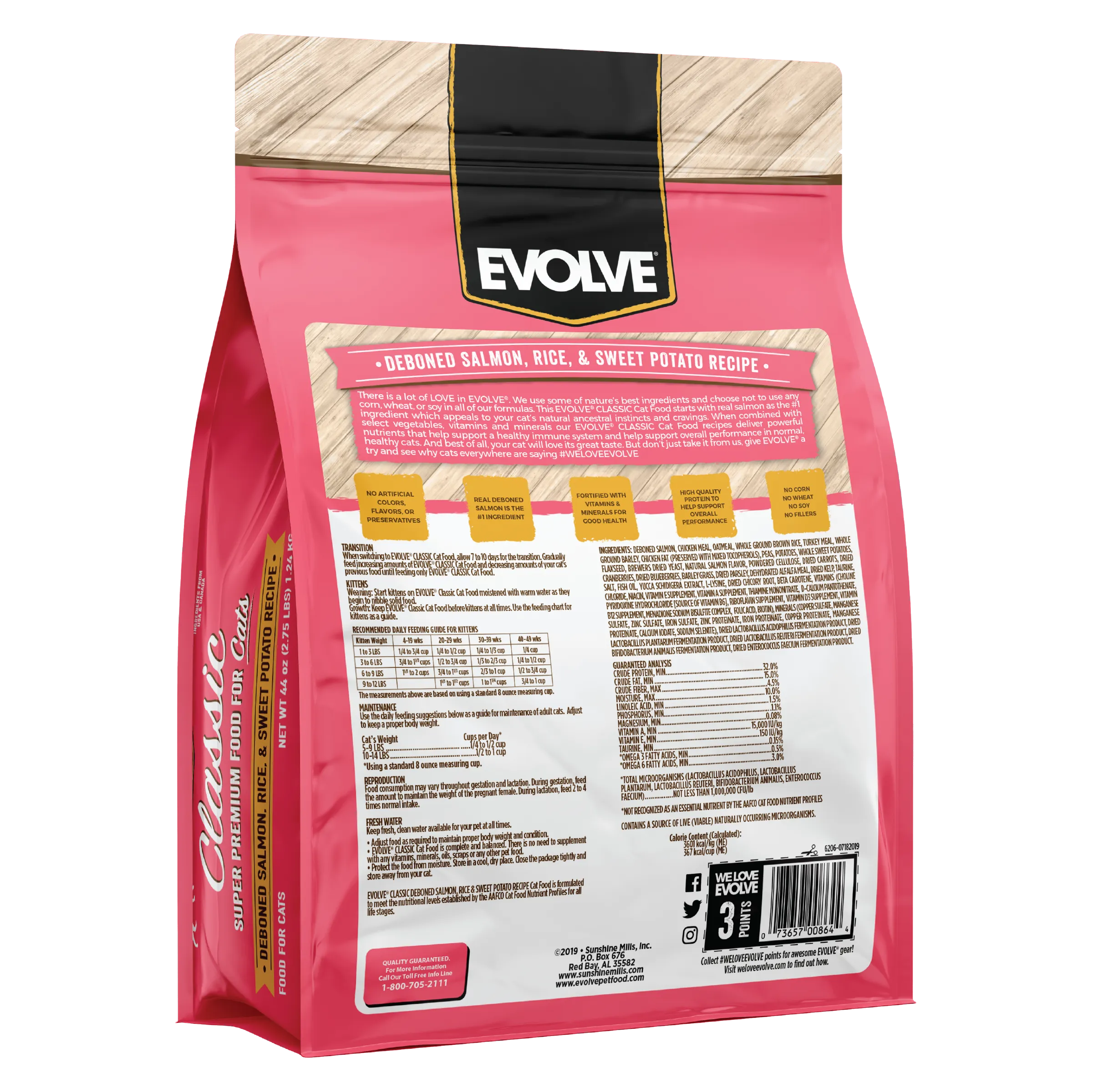 Classic Salmon, Rice & Sweet Potato Cat Food | 2.75 LB, 14 LB | Evolve