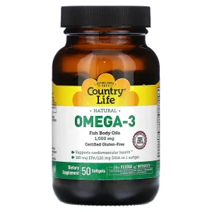 Country Life Natural Omega-3, 1000 mg, 50 Softgels