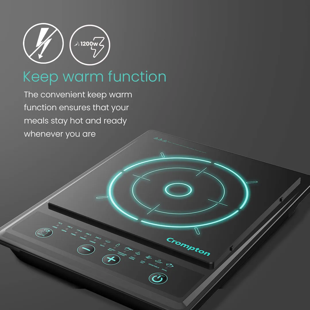 Crompton Instaserve 1200 W Induction Cooktop | 7 One touch Cook Menus