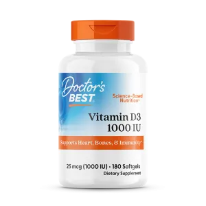 Doctor's Best Vitamin D3, 25 mcg (1,000 IU), 180 Softgels