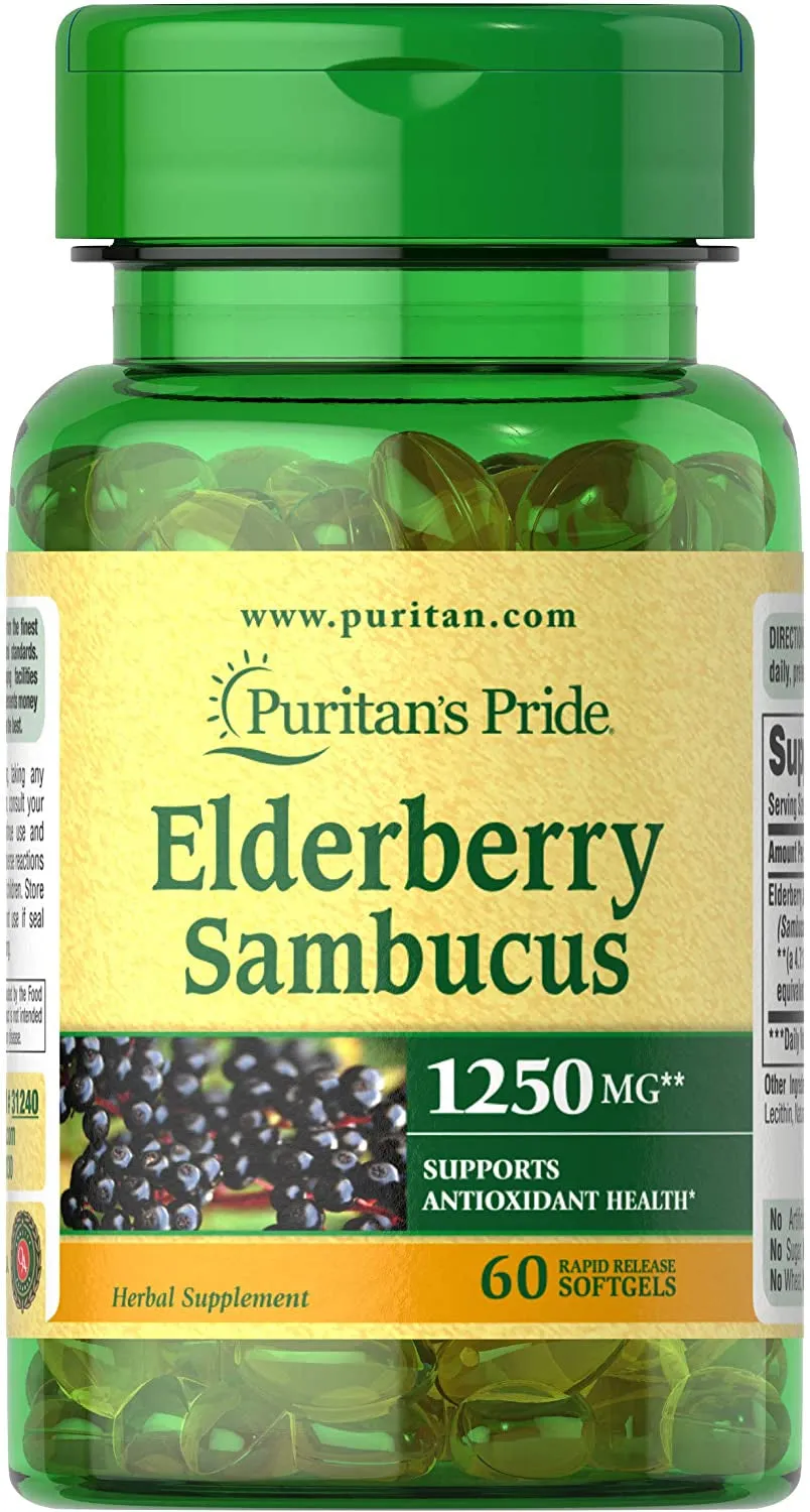 Elderberry Sambucus 1000mg-1250mg, Supports Antioxidant Health