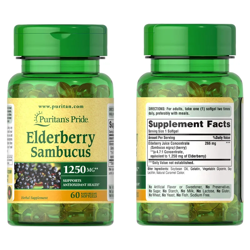 Elderberry Sambucus 1000mg-1250mg, Supports Antioxidant Health