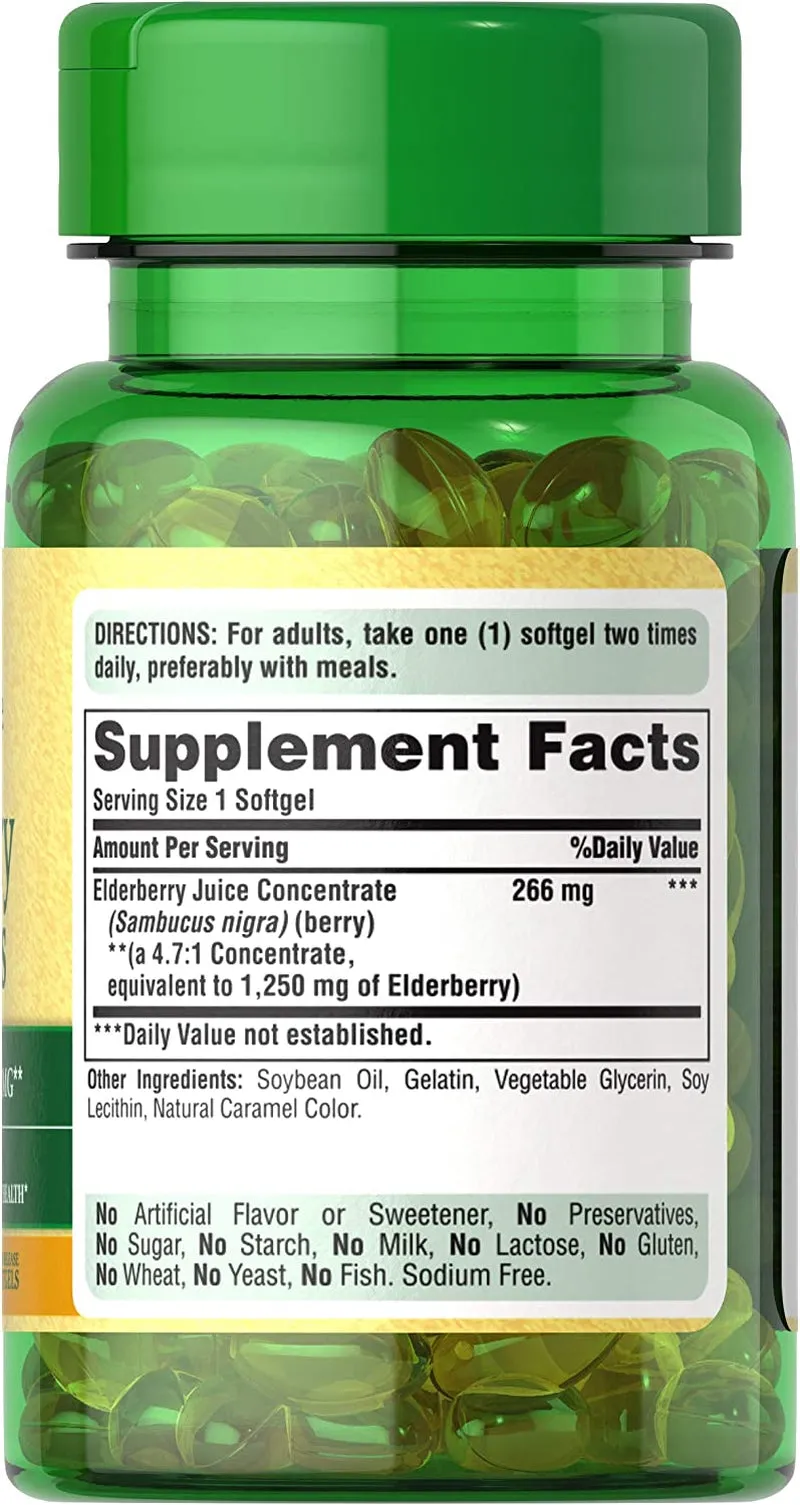 Elderberry Sambucus 1000mg-1250mg, Supports Antioxidant Health