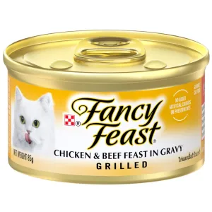 Fancy Feast Grilled Chicken & Beef Feast In Gravy Canned Cat Food 85g