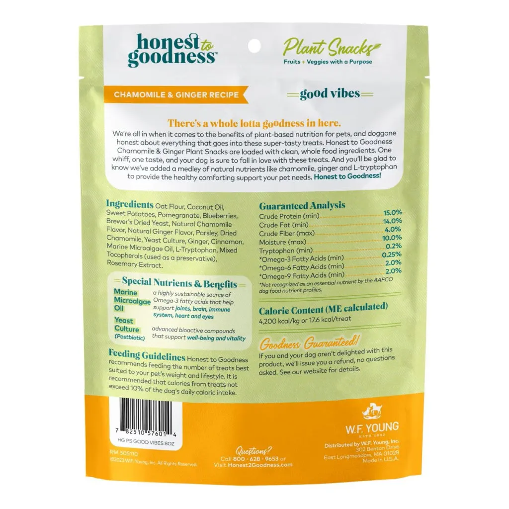 Honest To Goodness Good Vibes Chamomile & Ginger Recipe Comforting Treats For Dogs (8 oz)