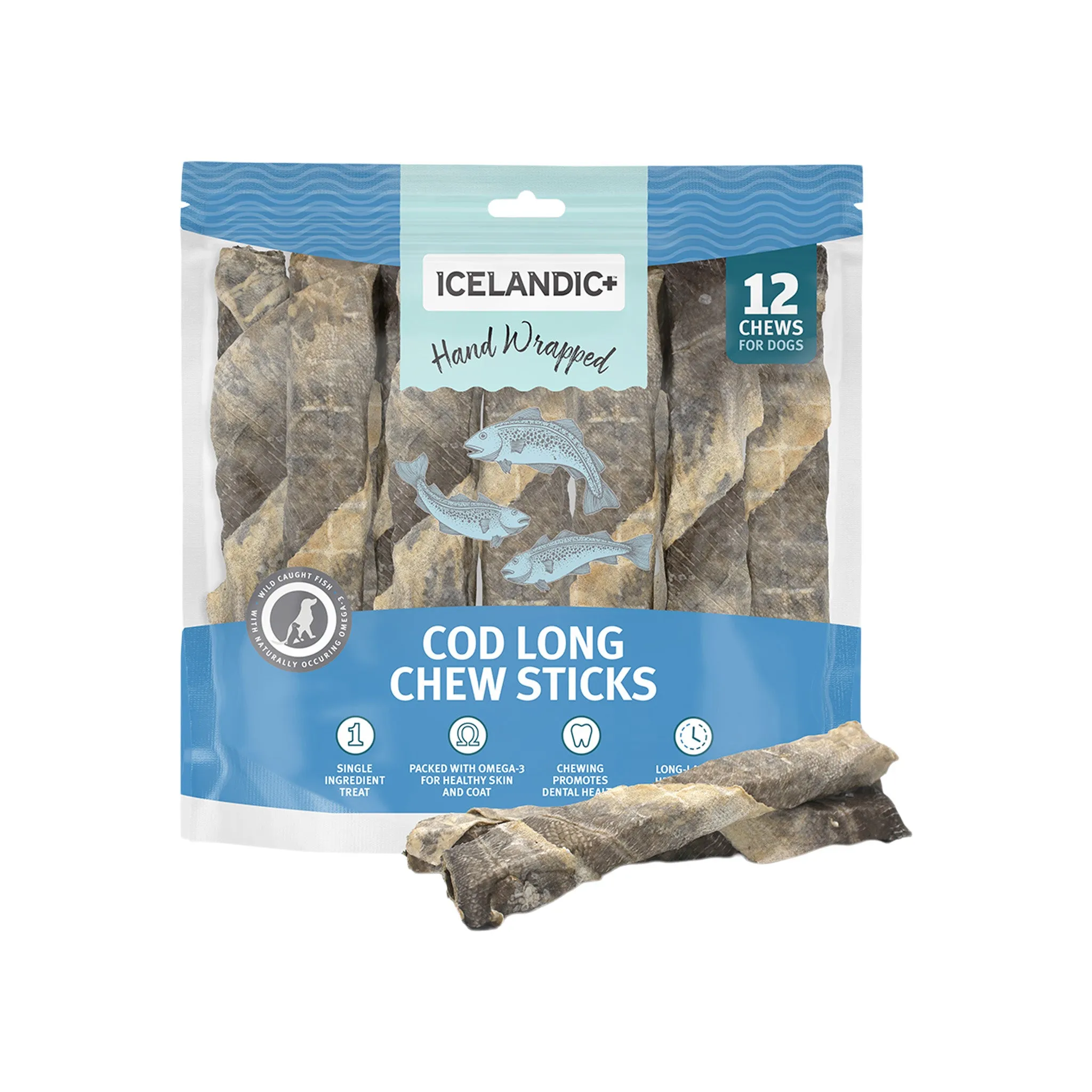 Icelandic  Cod Skin Fish Chew Sticks Dog Treats