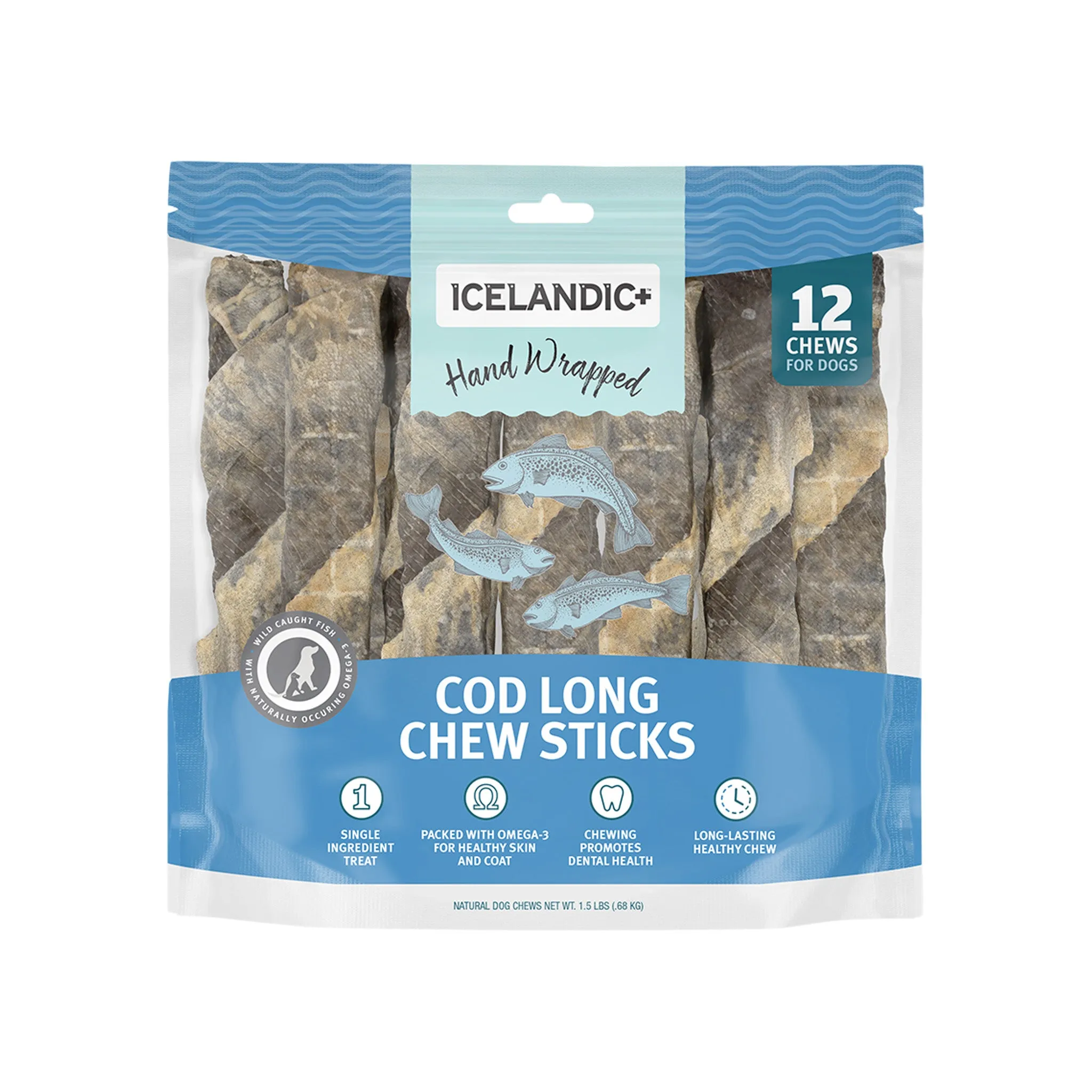 Icelandic  Cod Skin Fish Chew Sticks Dog Treats