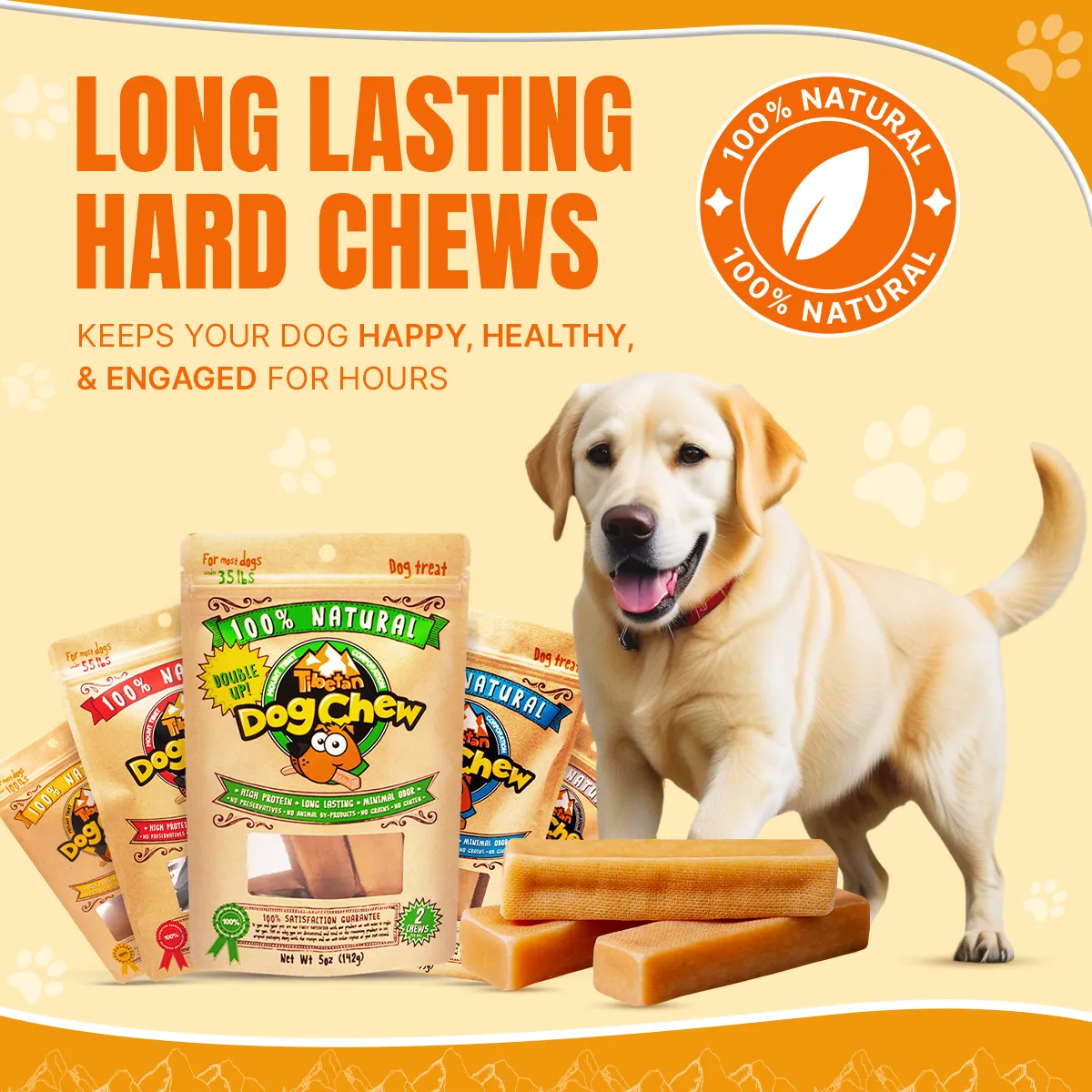 Large Dog Starter Pack - 3 Sticks Long Lasting Yak Cheese Chew