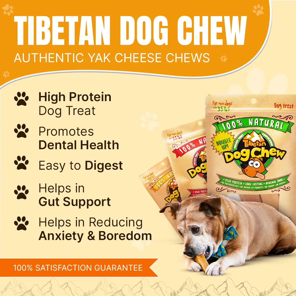 Large Dog Starter Pack - 3 Sticks Long Lasting Yak Cheese Chew