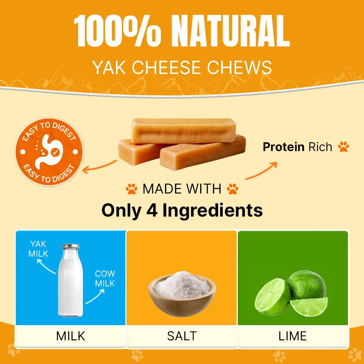 Long Lasting Yak Cheese Chews for Medium dogs - 2 lbs