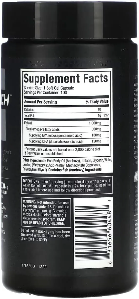 Muscletech Platinum 100% Fish Oil, 100 Caps