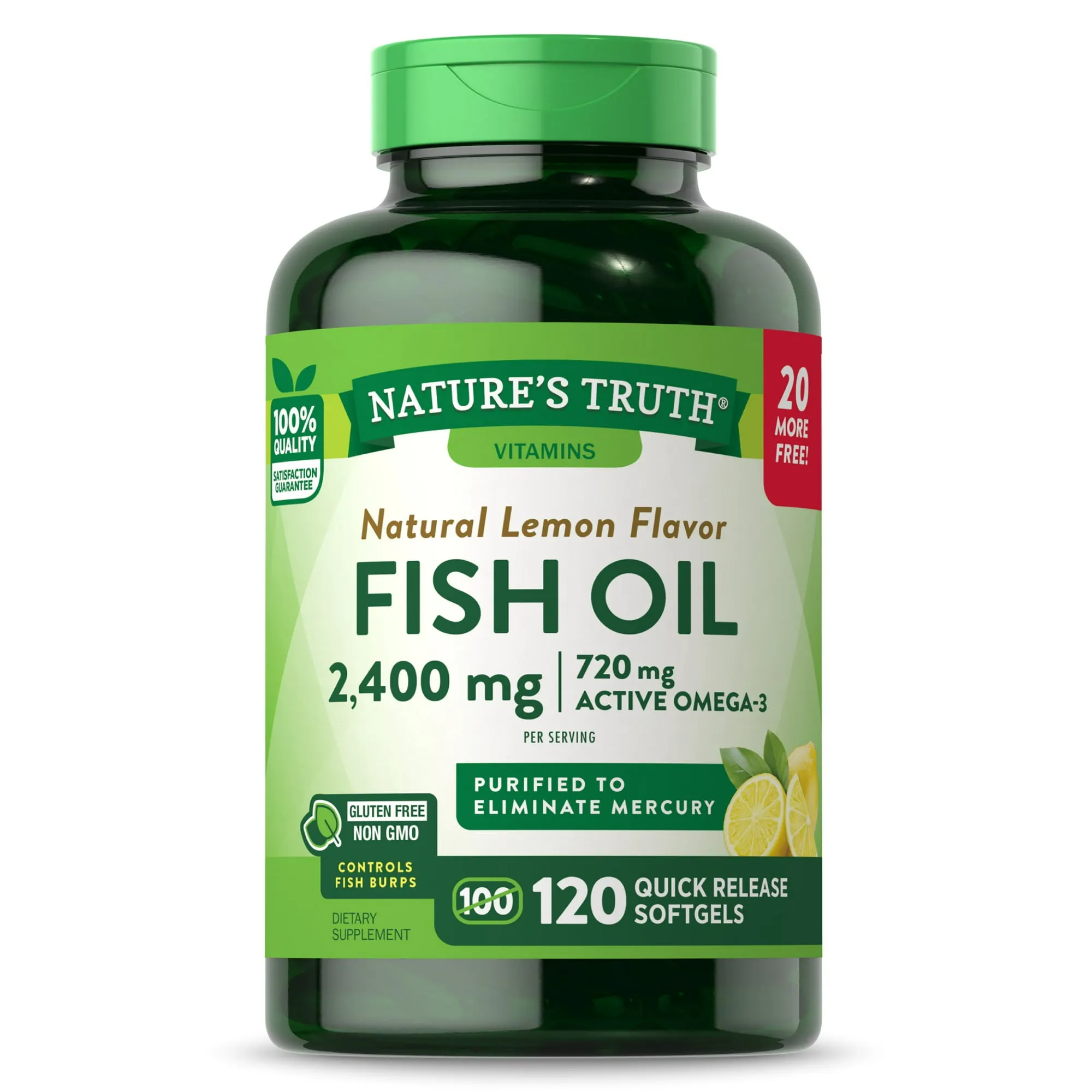 Nature's Truth Fish Oil 2400mg Softgels 120ct