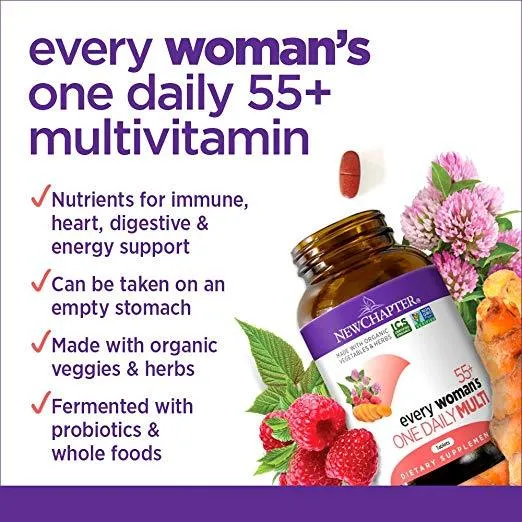 New Chapter Multivitamin Every Woman's One Daily 55  with Fermented Probiotics   Whole Foods   Astaxanthin   Vitamin D3   B Vitamins - 24 Vegetarian Tablets