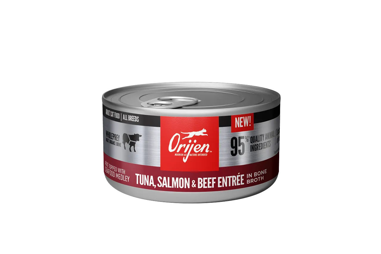 Orijen Premium Tuna, Salmon & Beef Entrée in Bone Broth Canned Cat Food