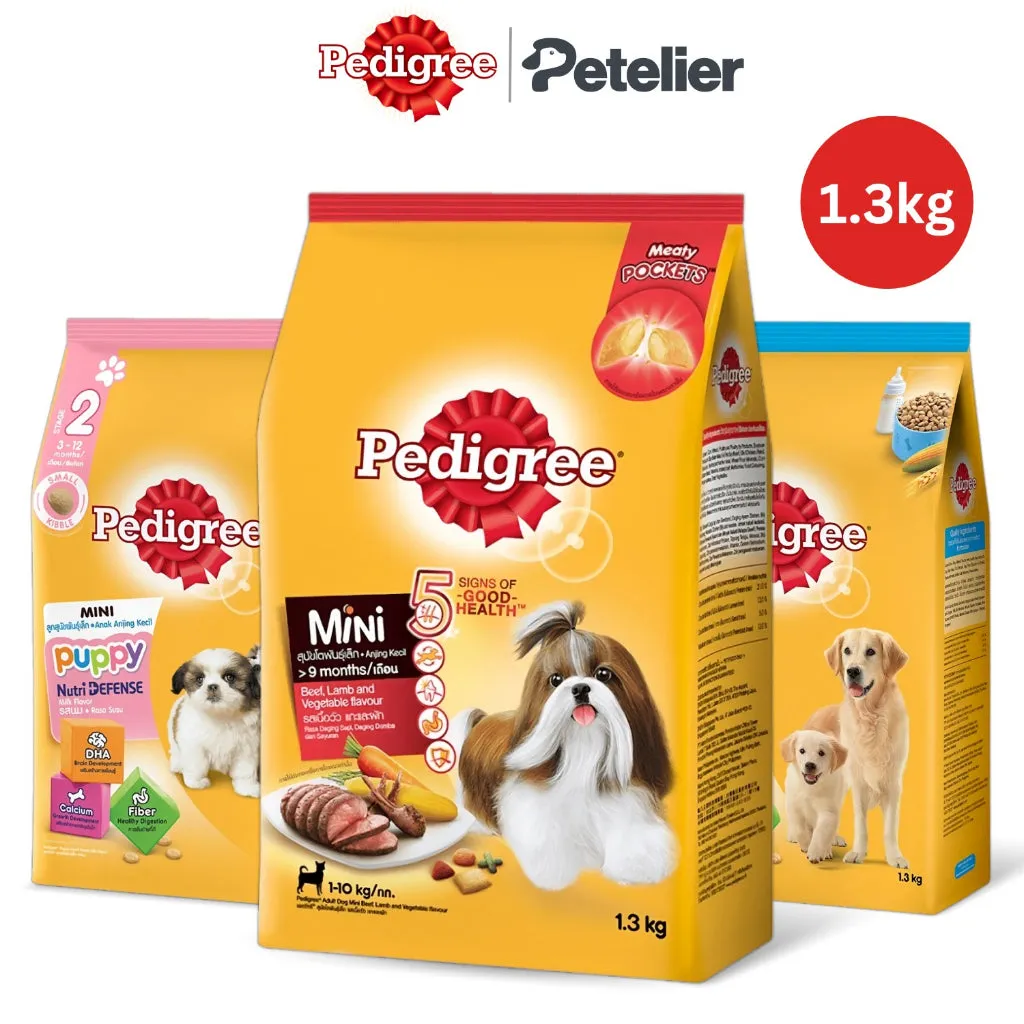 Pedigree Dry Dog Food 1.3kg All Breeds & Flavors for Adult/Puppy NutriDefense