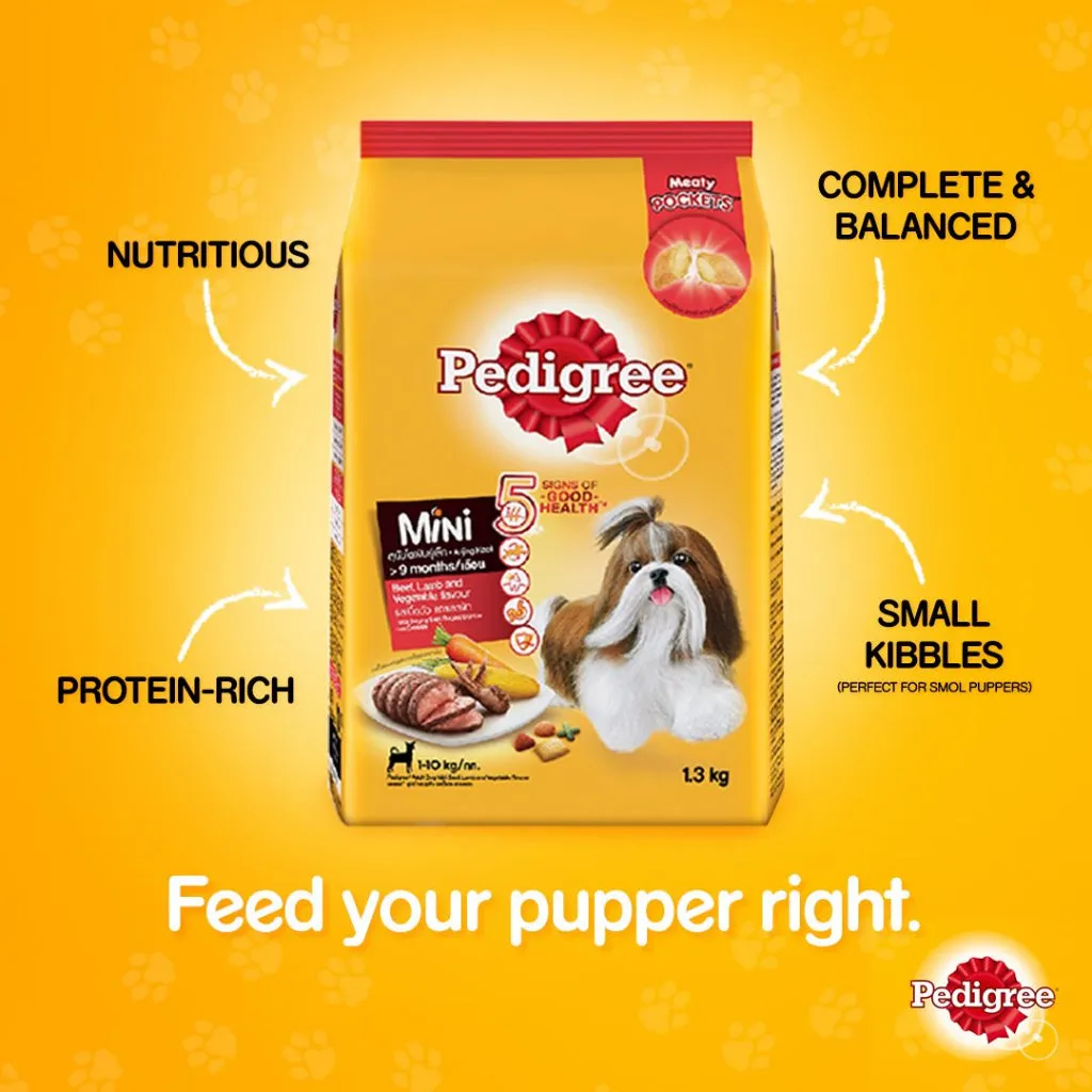 Pedigree Dry Dog Food 1.3kg All Breeds & Flavors for Adult/Puppy NutriDefense