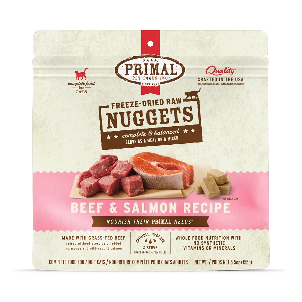 Primal Freeze Dried Nuggets Grain Free Beef & Salmon Formula Cat Food