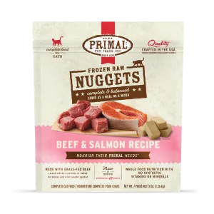 Primal Raw Frozen Beef & Salmon Formula Nuggets For Cats