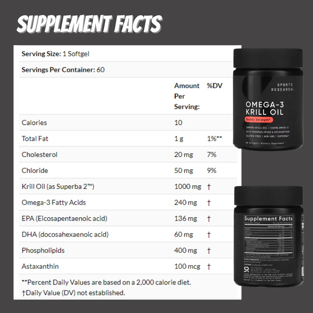 Sports Research, Antarctic Krill Oil with Astaxanthin, 60 Softgels