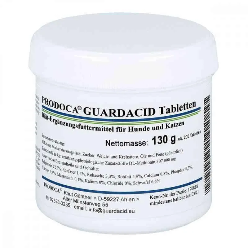 Supplementary feed with DL-methionine for dogs and cats, GUARDACID tablets vet.