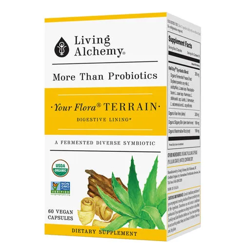 Your Flora Probiotics Terrain Gut & Digestive Lining 60 Caps By Living Alchemy